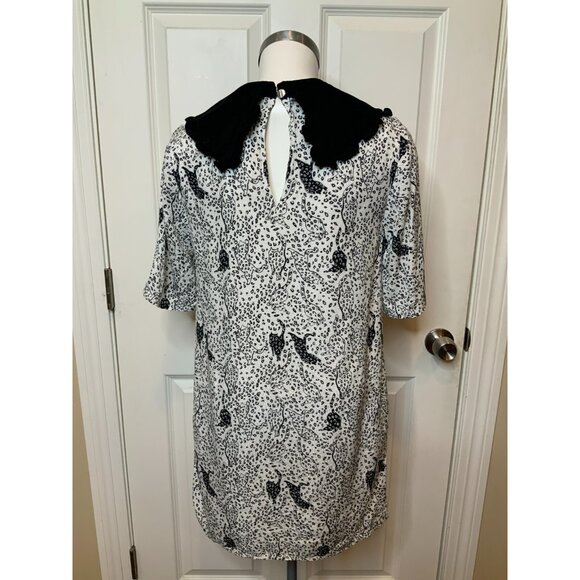 Ted Baker White Black Ruffle Collar Cat Print Oscala Dress, Size 2 TB | 6 US - Picture 7 of 12